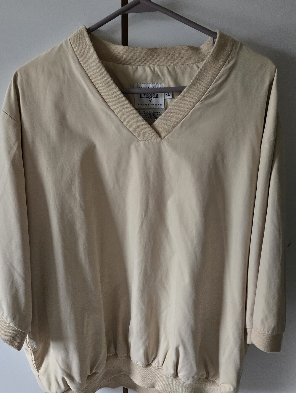 VTG E MAGRATH - Men's Tan/Beige MEN's V-Neck GOLF PULLOVER WINDBREAKER - XL